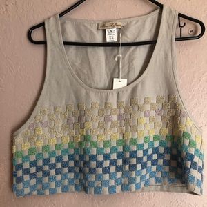 Mara Hoffman Linen Beaded Crop Top